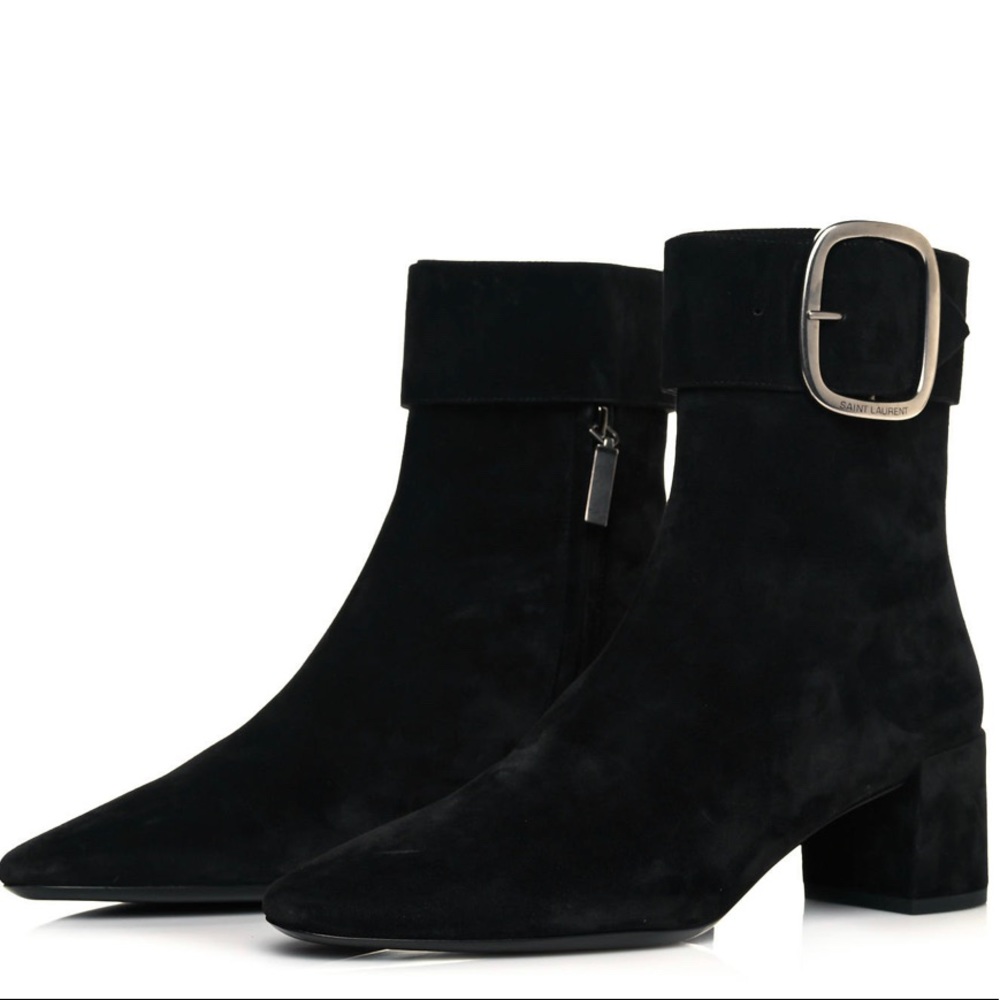 Saint Laurent Suede Black Ankle Boots 37.5 (7 US)